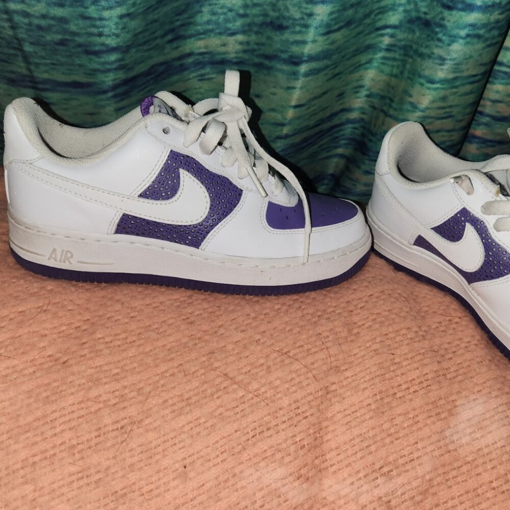 Nike Air Force, Purple on White, Womens, Size 5